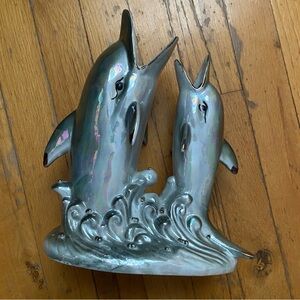 Vintage Iridescent Dolphin Vase